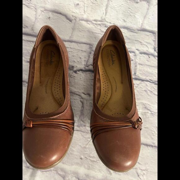 Clarks Collection Leather Ballet Flats Meadow Rae Tan Leather Women’s Size 8 - Picture 8 of 9